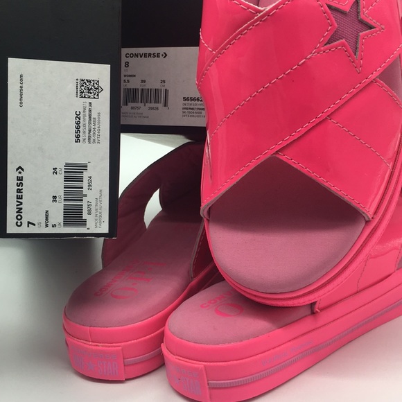 CONVERSE ONE STAR SLIDE HYPER PINK/LT STRAWBERRY - Picture 8 of 8